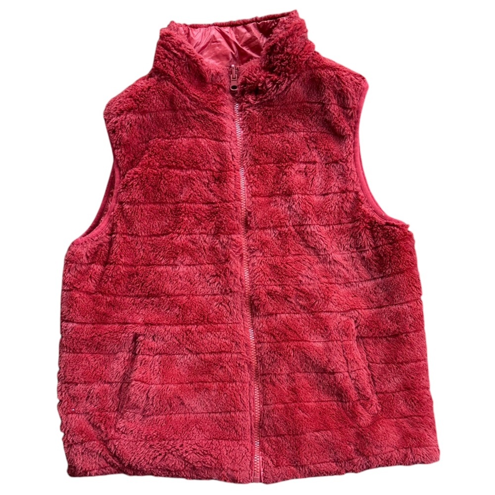 Cisono Outerwear Reversible Faux Fur‎ Puffer Vest Women M Burnt Orange Excellent